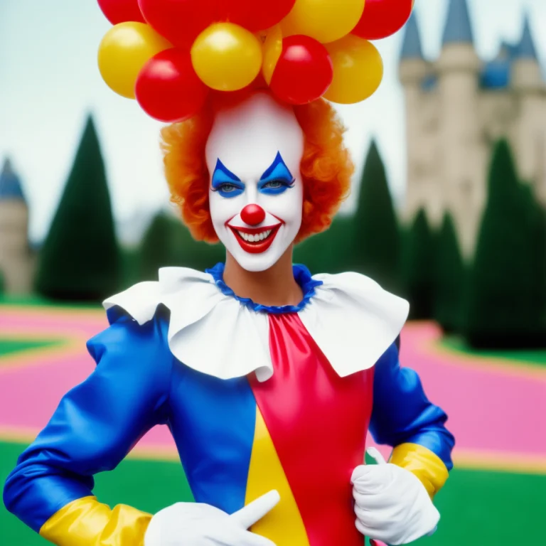 An Extreme Closeup Of A Supermodel Tvclown Dressed In A Roya...