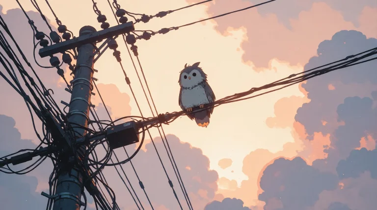 Nature, Zidiusart, Small Grumpy Cartoon Owl Perched On Overh...