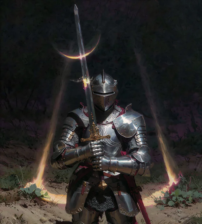 Vap0rglitch A Knight Encased In Ornate Metal Armor Stands In...