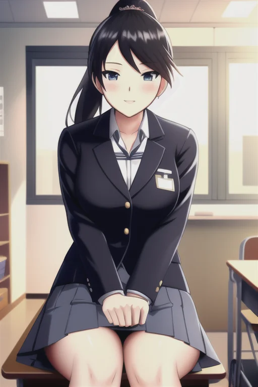 Art By Apstle, Schooluniform, Skirt, Ponytail, Socks, Classr...