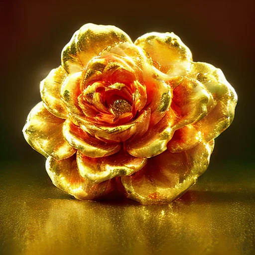 Highly Detailed Realistic Flrmrbl Flower With Gold Trim