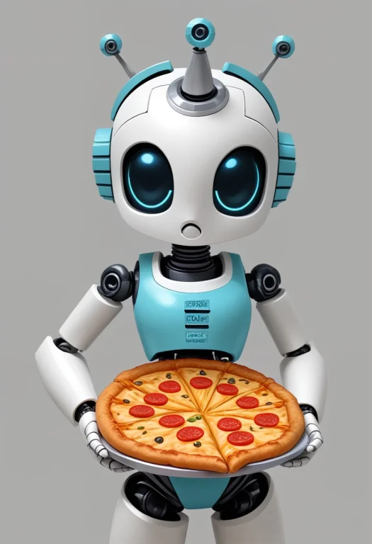 Rating Safe, Female Robot, Gyroid Lattice, Holding A Slice O...