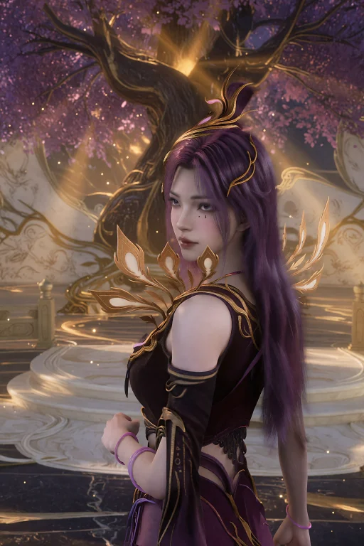 8kcg Zitianfeng,1girl,purple Eyes,mole Under Eye,purple Hair...