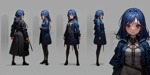 Solo, Dark Blue Hair,duffel Coat,flat Chest,1girl,simple Bac... — Stable Diffusion AI Prompt: solo, dark blue hair,duffel coat,flat chest,1girl,(simple background, white back...