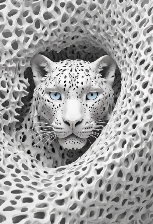 Snow Leopard. ,gyroid Lattice ,porous Surface ,interconnecte...