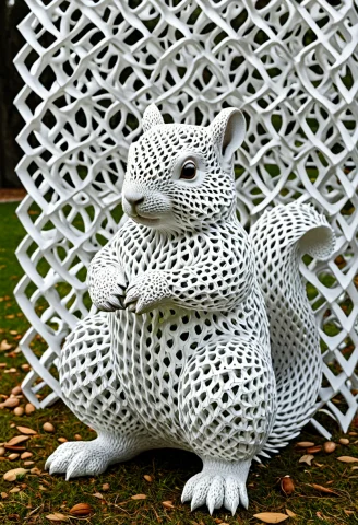 Gyroid, Gyroid Lattice, Photorealistic, A Chubby Park Squirr... — Stable Diffusion AI Prompt: gyroid, gyroid lattice, photorealistic, a chubby park squirrel assembled from wh...