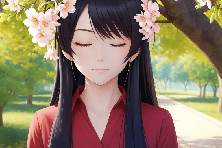 Girl, Solo, Red Shirt, Both Eyes Closed, Face, Perfect, Mast...