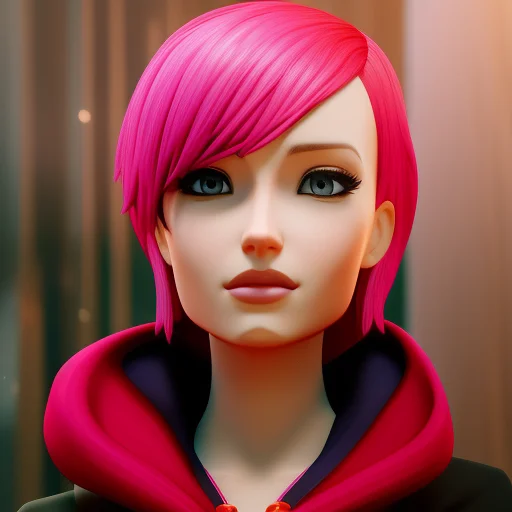 Attractive Pink Haired Woman With Short Hair And Piercings,...