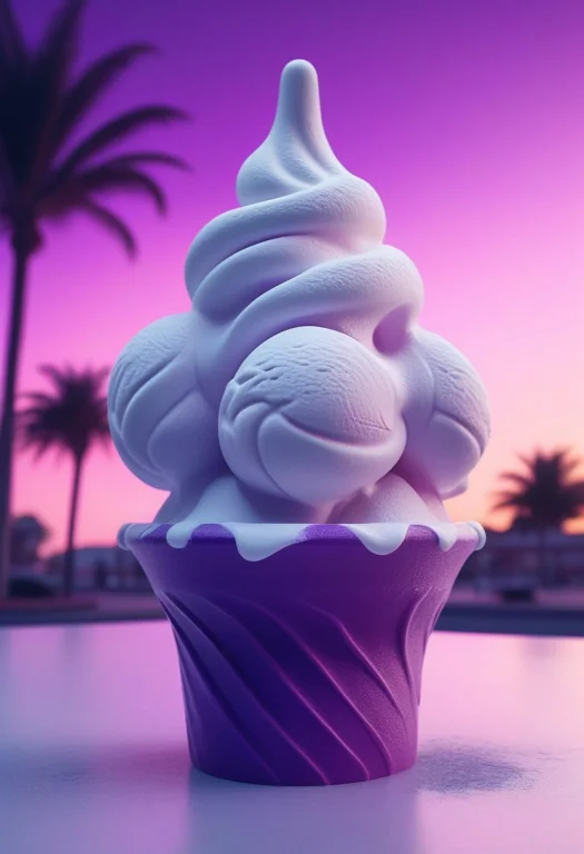 8k, Raw Digital Photo, A Soft Serve Ice Cream Completely Tra...