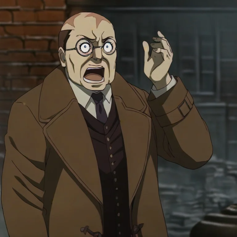 Balding, Brown Hair, Mature Male, Round Metal Glasses, Scar...