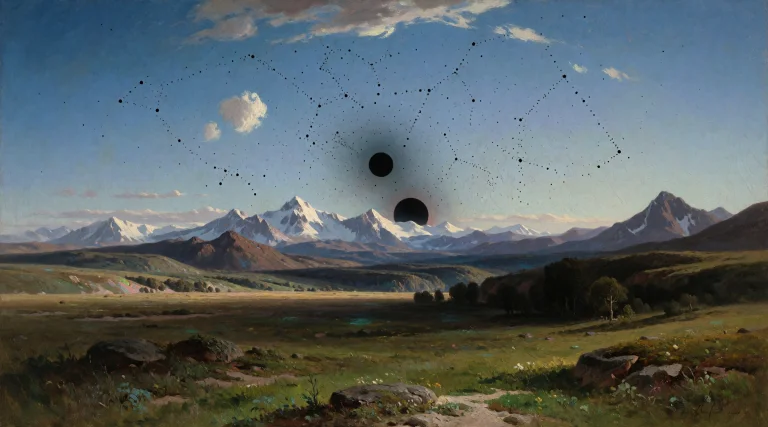 A Monumental Oil-on-canvas Painting Of An Alien Natural Land...