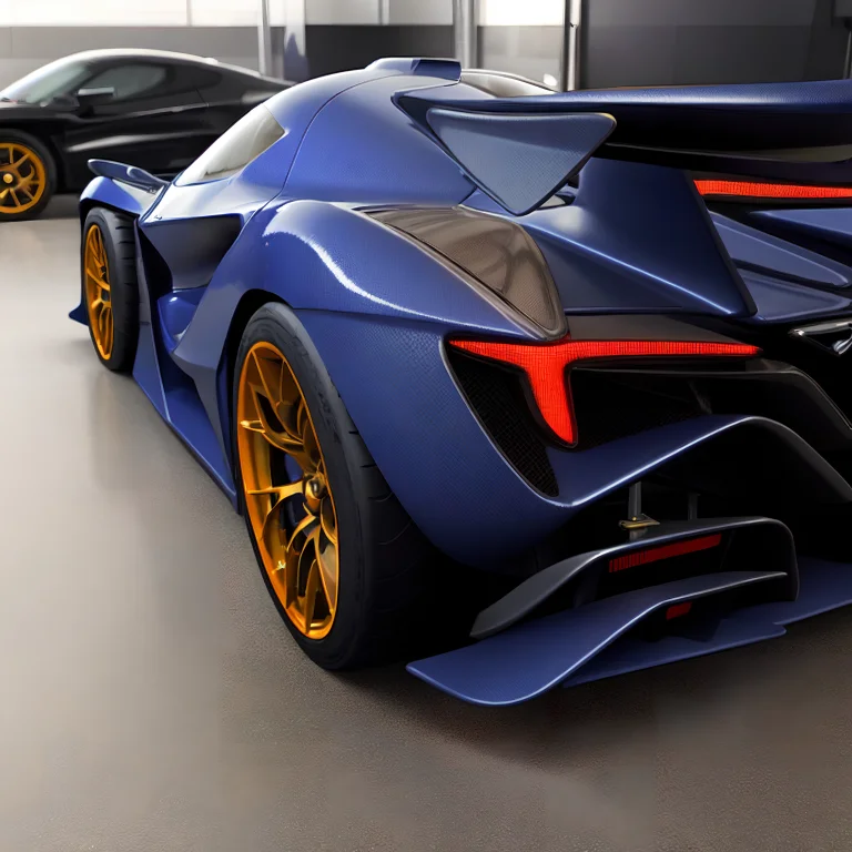 Apolloie A Sports Car Rear View Blue Exhaust Tip In A Garage...