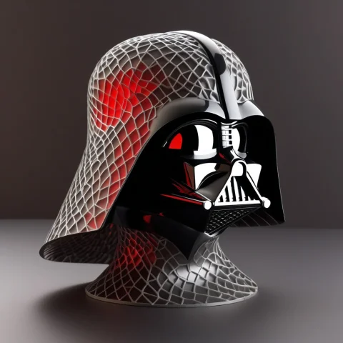 Mathematical Gyroid Structure, Darth Vader Made Of Gyroid Su... — SDXL AI Prompt: Mathematical gyroid structure, Darth Vader made of gyroid surface, Vader holding...
