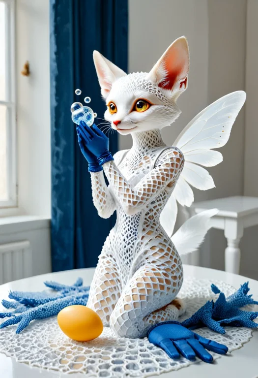 Fennec Fox With White Wings And Extra Eyes, Ethereal Creatur...