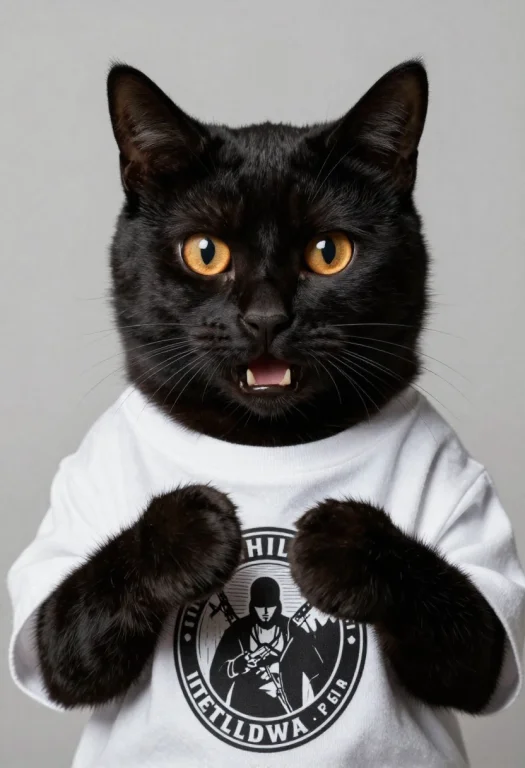 Photorealistic, Anthropomorphic, Portrait Of A Cat With Blac...