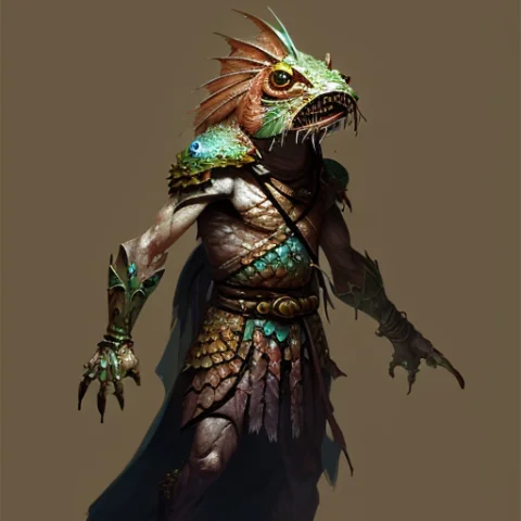Environmental Portrait Of A Mycenaean Locathahperson Sorcere... — Stable Diffusion AI Prompt: Environmental portrait of a Mycenaean Locathah_Person Sorcerer scales:20, Volume...