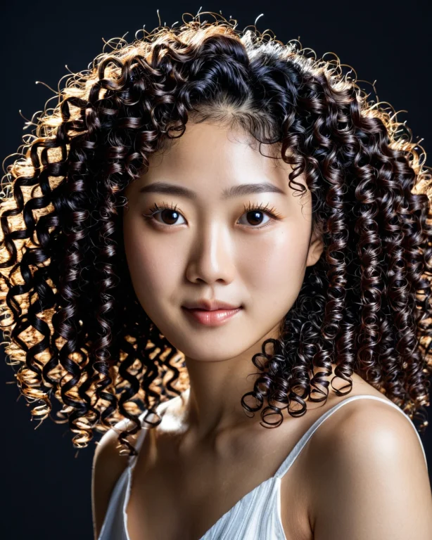A Headshot Of A Stunningly Beautiful Japanese Woman With Nat...