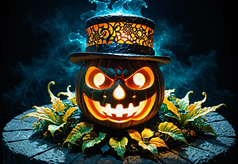 Lazypos, Close-up, Magic Halloween Jack-o-lantern, Glowing I...