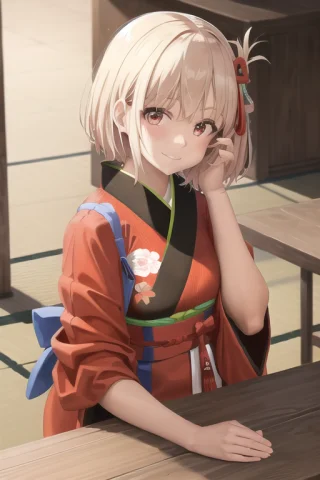 Lorachisato0.7, Smile, 1girl, Japaneseclothes, Solo, Smile,... — Stable Diffusion AI Prompt: , smile, 1girl, japanese_clothes, solo, smile, kimono, red_kimono, upper_body, h...