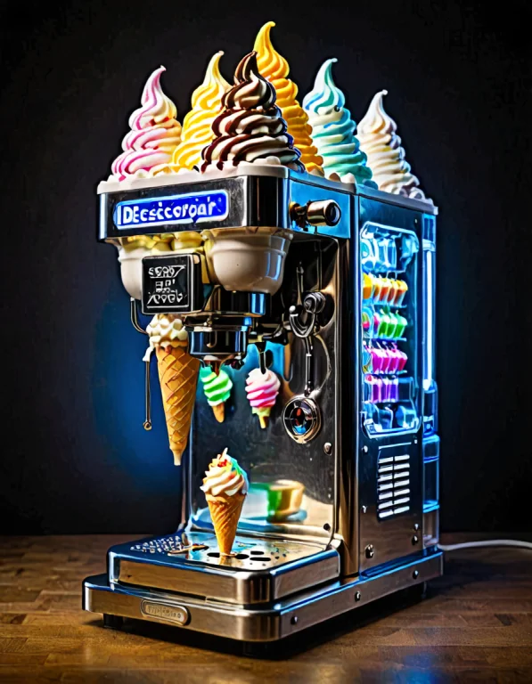 A Retro Soft-serve Ice Cream Machine Entirely Constructed Fr...