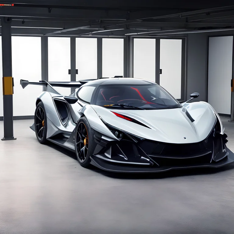 Apolloie A Sports Car In A Garage Filled With Toolboxes, Glo...