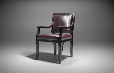 A 3d Render Of A Gorgeous Photograph Of A Worn Leather Armch... — Stable Diffusion AI Prompt: A 3D render of a gorgeous photograph of a worn leather armchair in a study , pur...