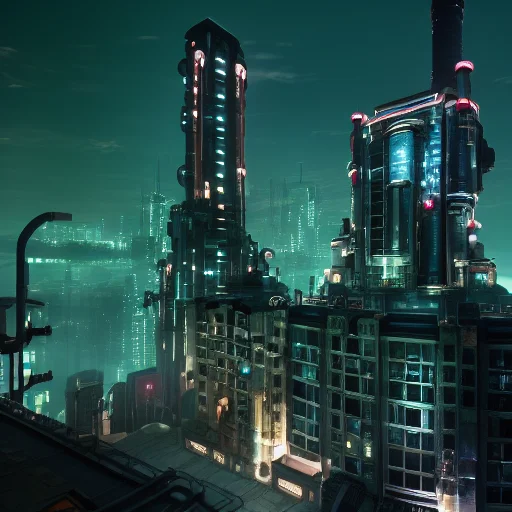 An Apartment Building In The Style Of Midgar City With A Cit...