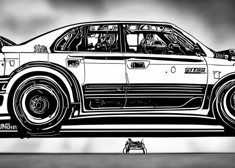 Monochrome Car Chaser Jzx100 Drift Spec Bodykit, Detailed Wo... — Stable Diffusion AI Prompt: monochrome car chaser jzx100 drift spec bodykit, detailed work wheels, shibuya p...