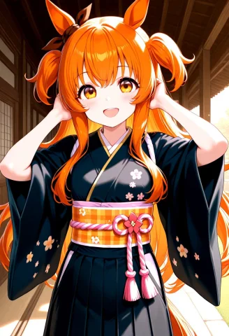 Mayano Top Gun Uma Musume Wearing Pure Black Japanese Clothe... — Stable Diffusion AI Prompt: Mayano Top Gun /(Uma Musume)/ wearing pure black japanese clothes.