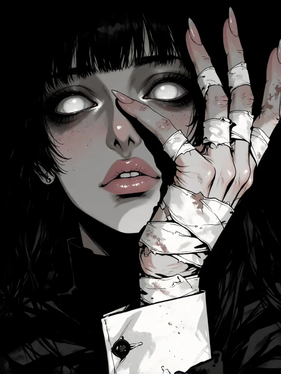 A Black-and-white Digital Drawing In A Gothic, Surreal Style...