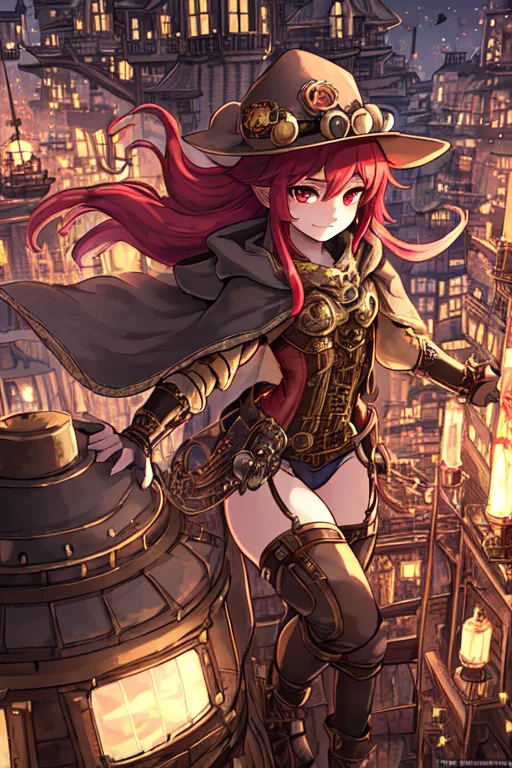 1girl, Stylish Pose, Intricate Detailed Steampunk Clothes, S...