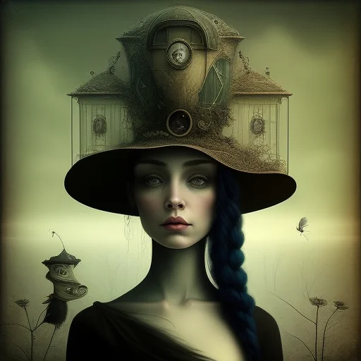 Surrealsteampunkai, A Portrait Picture Of A Woman With A Hat...