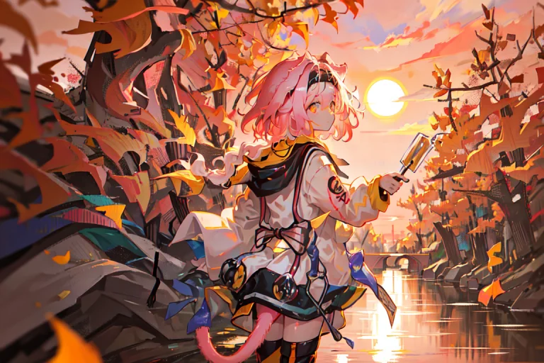 1girl, Animal Ears, Autumn, Autumn Leaves, Blurry, Blurry Ba...