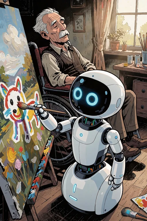 A Detailed Graphic Novel Panel Set Inside A Sunlit, Warm Art...