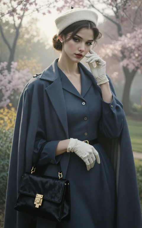 A High-fashion 1950s Editorial Photograph Of An Elegant Youn...