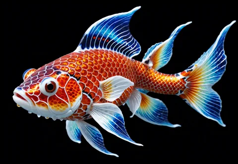 Lazypos, Magic Koi-dragon Fish, Twisting With Glowing Fins,... — SDXL AI Prompt: lazypos, magic koi-dragon fish, twisting with glowing fins, gyroid, gyroid latti...