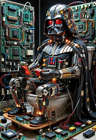 Darth Vader, Reimagined As A Meticulously Detailed, Physical... — SDXL AI Prompt: Darth Vader, reimagined as a meticulously detailed, physically constructed cyber...