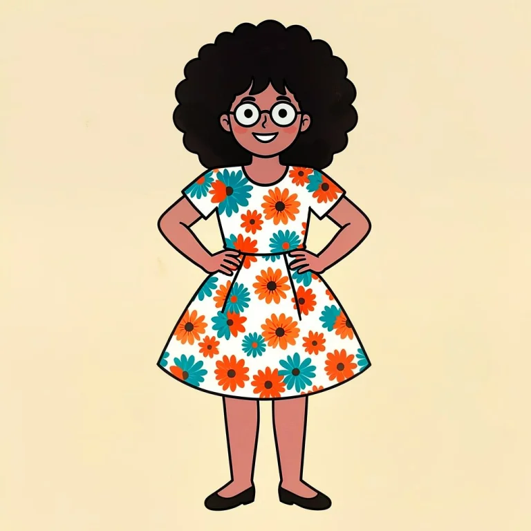 A Flat 2d Cartoon Illustration Of A Cheerful Woman With A Bi...