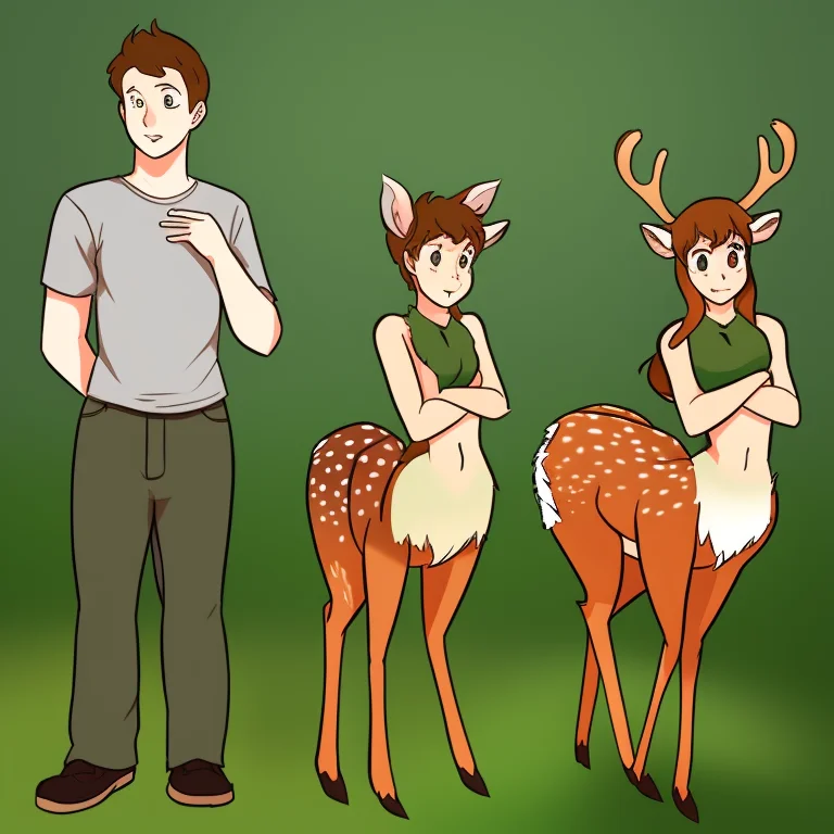Transformation Sequence, Man Into Deer Taur Woman, Drawing,...