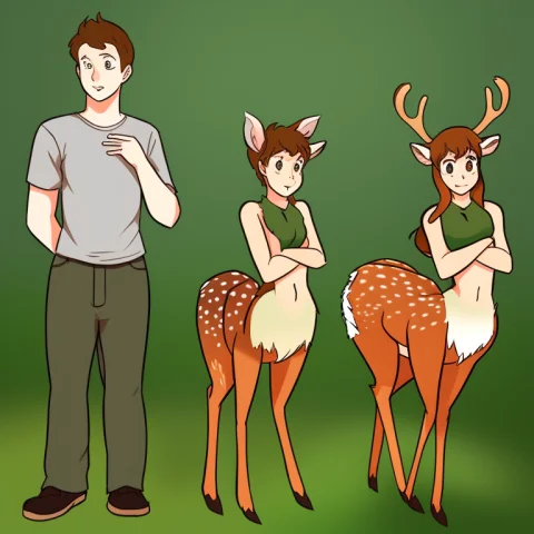 Transformation Sequence, Man Into Deer Taur Woman, Drawing,... — Stable Diffusion AI Prompt: transformation sequence, man into deer taur woman, drawing, 3-part, clothes torn