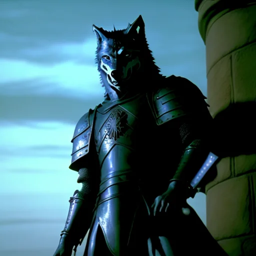 A Wolf Holding A Sword In The Style Of 80sdarksouls