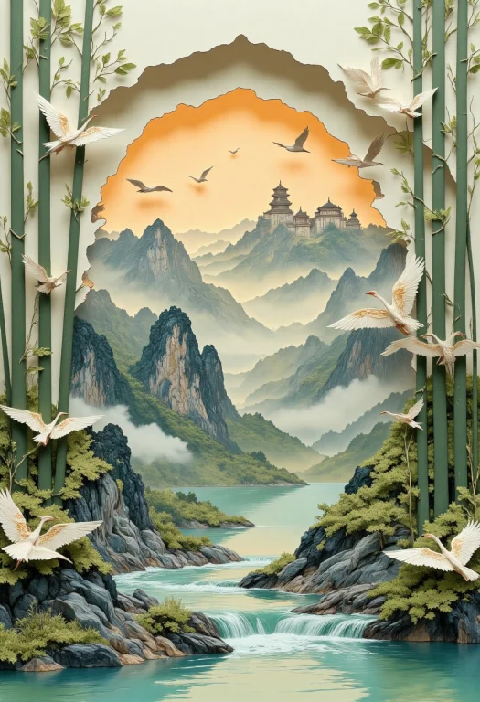Create A Refined Paper Cut Collage Of A Layered Paper Art, D...