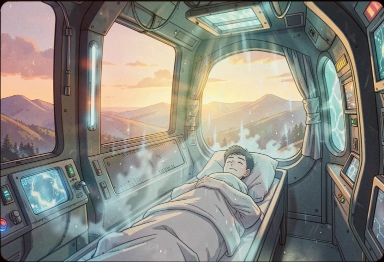 A Cryosleep Chamber Humming With Pale Blue Light, 90s Anime...