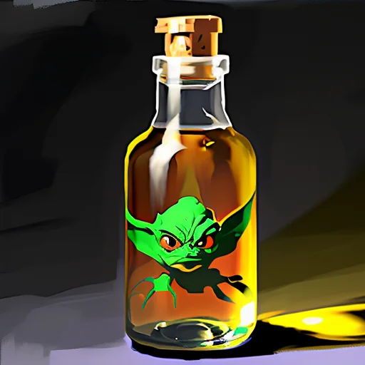 Gremlin In A Bottle, Stylized Game Icon, By Greg Manchess, T...