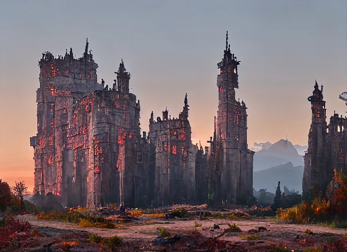 Gothic Style Discodifland, A Palace Of Concrete, Oil On Canv...