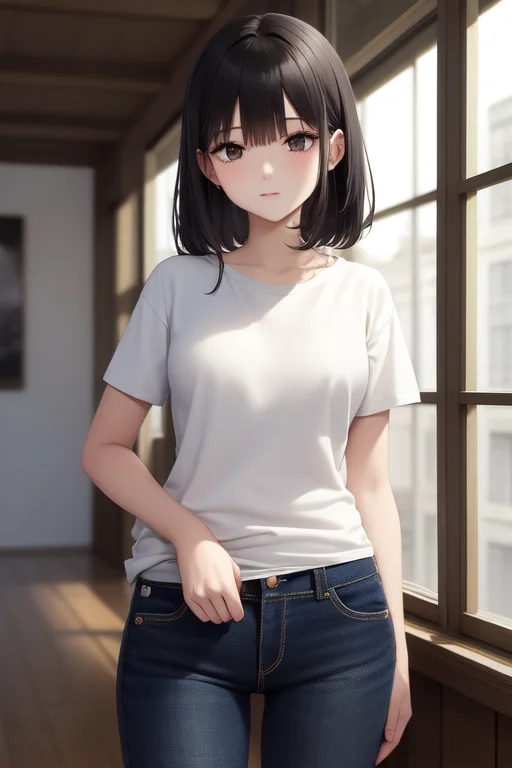 Best Quality, Masterpiece, Girl, Black Eyes, Black Hair, Whi...