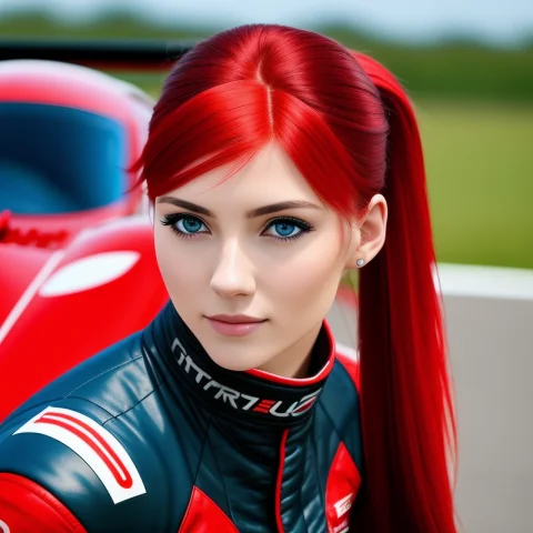 A Young Woman, Wearing Red Race Costume, Stay Near Modern Sp... — Stable Diffusion AI Prompt: a young woman, wearing red race costume, stay near modern sportcar, red double p...