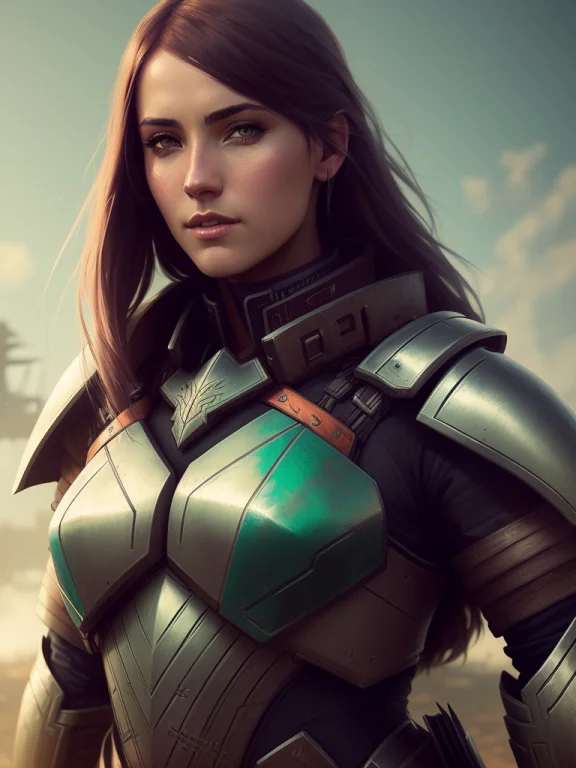 Art By Sebastien Hue1.1, A Woman In Armor, Intricate Details...