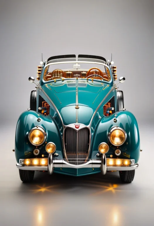 A Sleek Transistors Sports Car, Art Deco Transistors Fixture...