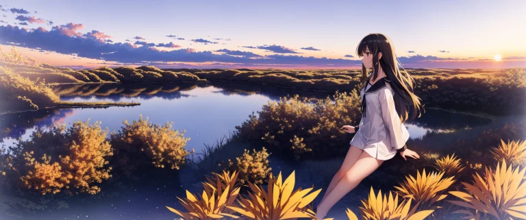 Sfw, 1girl, Solo Focus1.1, Pov, Very Wide Shot, Landscape, S...